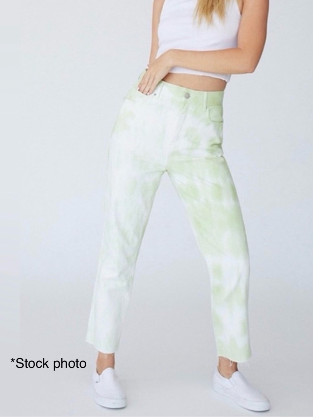 PacSun Lime Tie Dye Raw Hem Straight Distressed Skater Jeans